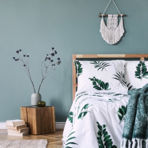 Malermeisterin Kogge - Schlafzimmer in türkiser Farbe mit Makramee