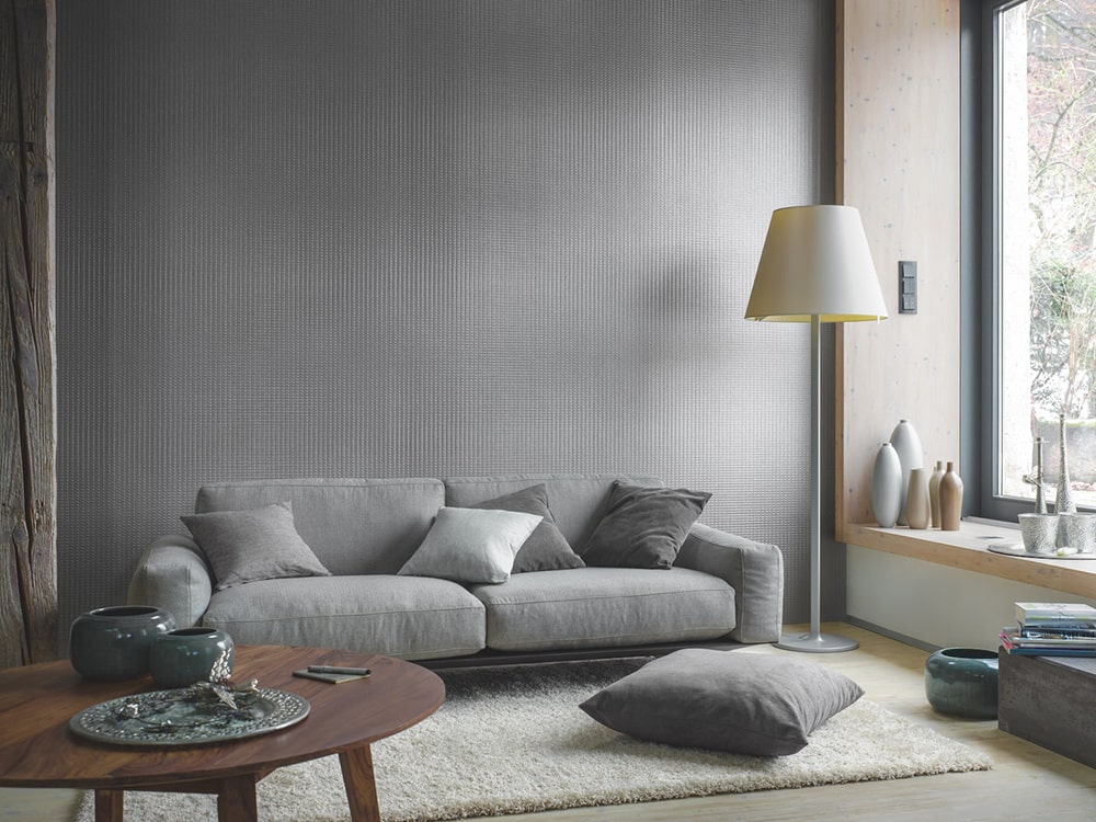 Malermeisterin Kogge - Wohnzimmer mit grau strukturierter Wand