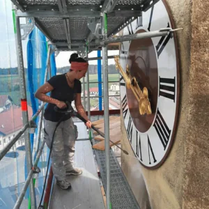 KOGGEUNDCREW Kirchenmalerei Kirchturmuhr Waldhausen KOGGEUNDCREW Kirchenmalerei Kirchturmuhr Waldhausen